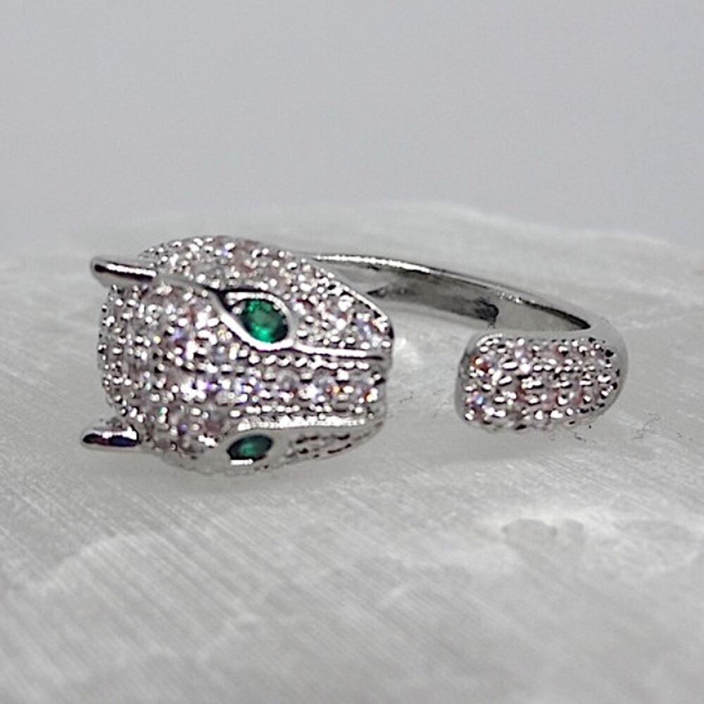 SILVER PANTHER ZIRCON RING - Picture 4 of 11
